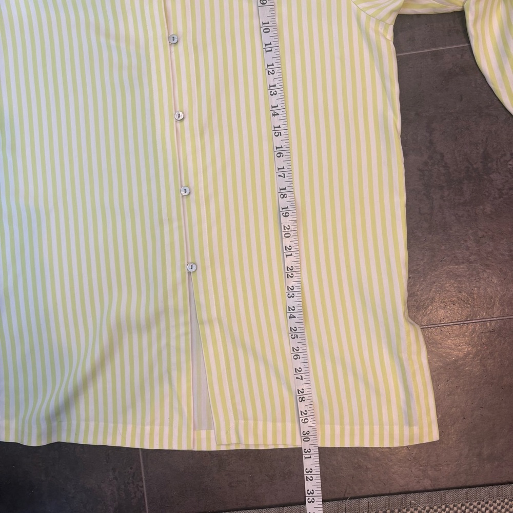 Lord & Taylor Silk Blouse chartreuse striped Vintage size 8 Spring flowy office - Picture 9 of 10